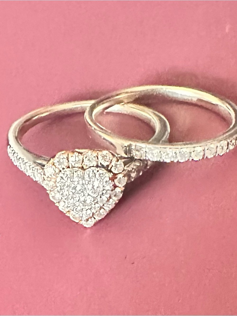 Vera Wang Heart Halo Diamond Stackable Ring Set in White